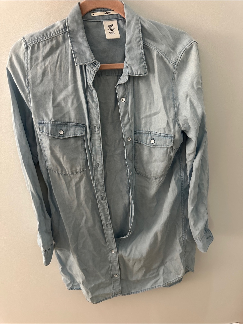 H$m  Light Blue Denim Button-Up dress